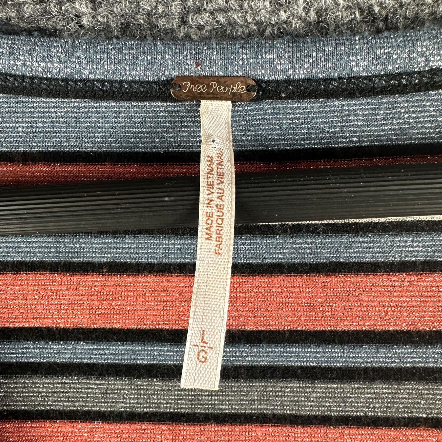 Free People Free People Top Womens L Orange Blue Knit Bell Sleeve 3/4 Striped Metallic Bohemian Modern Shirt Womens Size L / US 10 / IT 46 - 4 Thumbnail