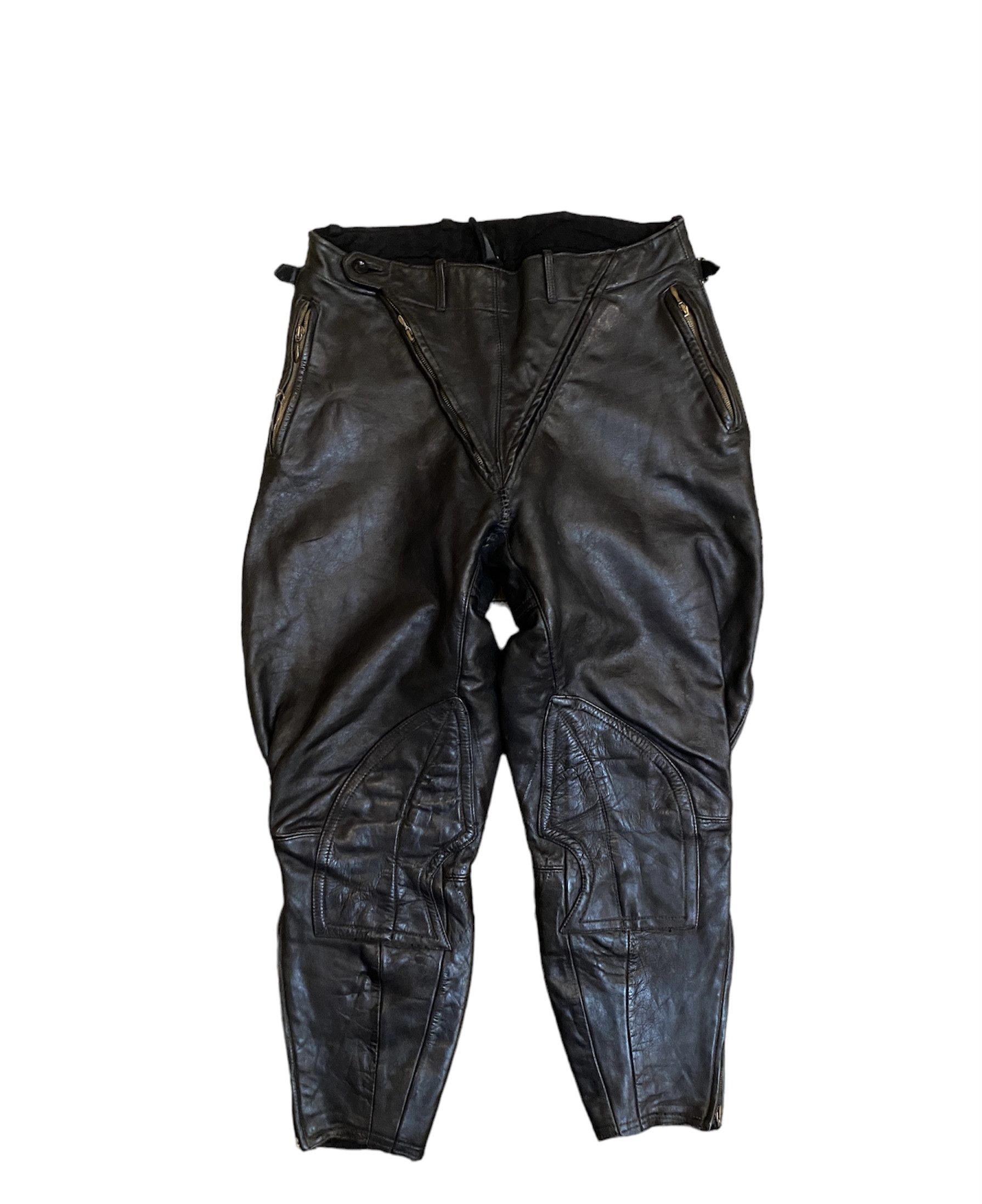 Vintage Rare 40s German WWII Era Horsehide Rider Leather Breeches Size US 31 - 1 Thumbnail