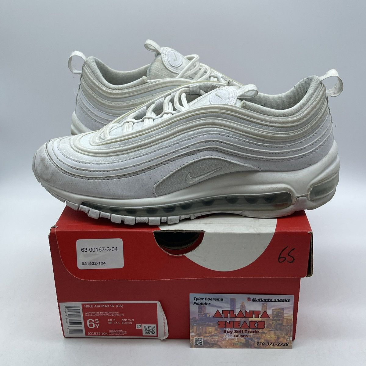 Nike Air max 97 white metallic silver Size US 6.5 / EU 39-40 - 1 Thumbnail