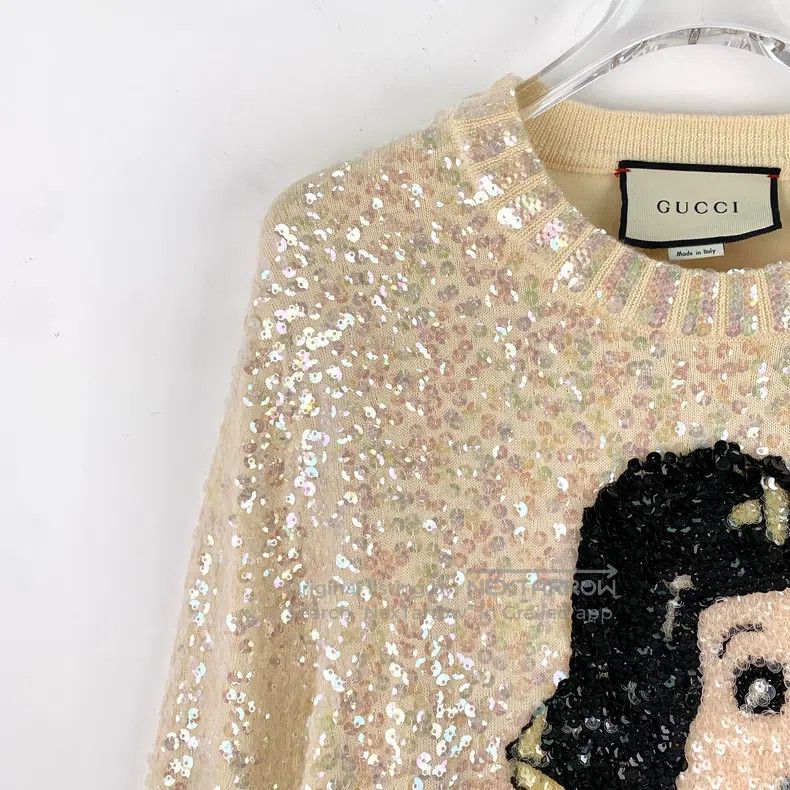 Gucci Gucci Beige Snow White sequin wool round-neck long-sleeved Size S / US 4 / IT 40 - 3 Thumbnail