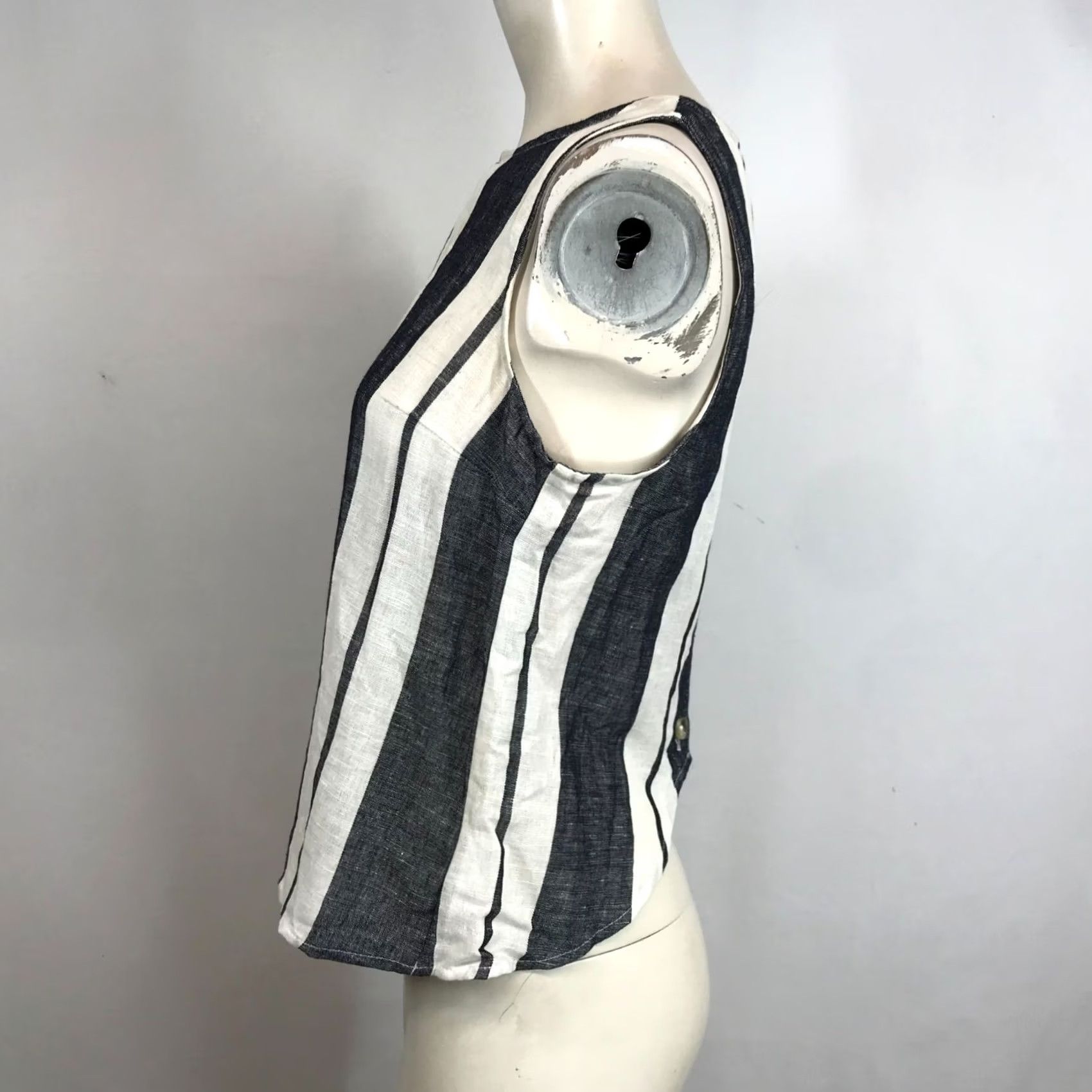Vintage MAEVE BLUE & WHITE STRIPE SLEEVELESS TOP WOMEN'S 2 COTTON BLEND Size XS / US 0-2 / IT 36-38 - 6 Thumbnail