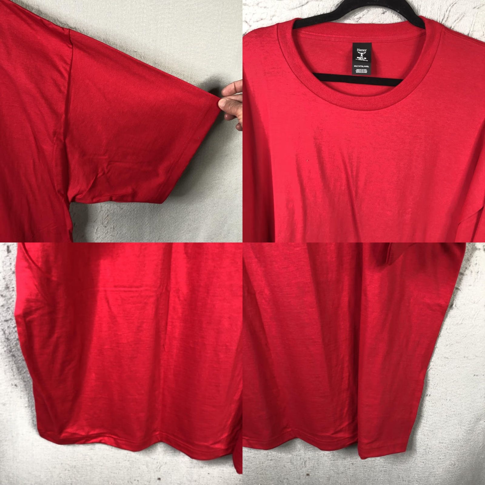 Hanes VINTAGE Hanes Shirt Mens 4XLT Red Beefy-T Tall Tee Solid Oversized Cotton Crewneck Size US XXL / EU 58 / 5 - 9 Thumbnail