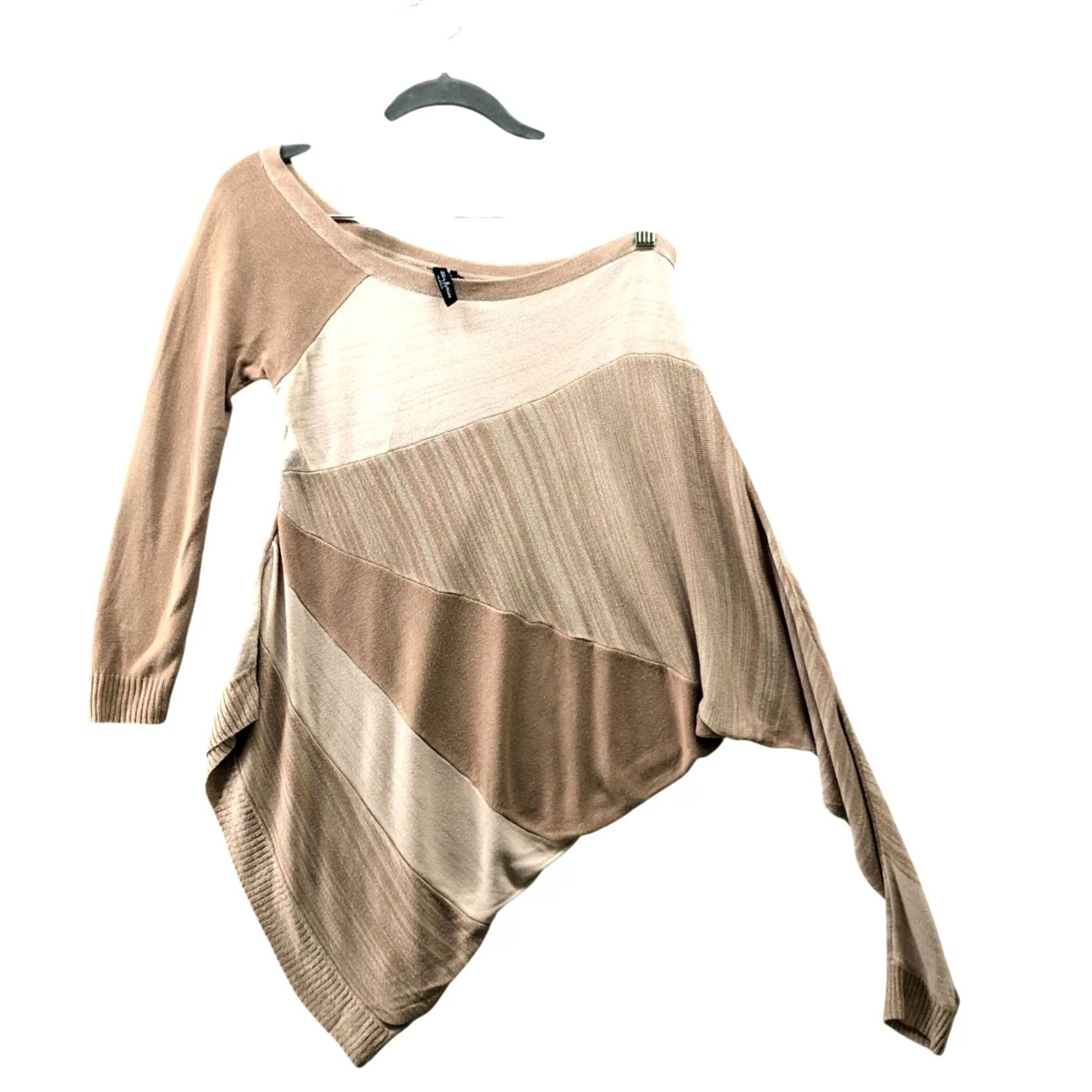 Guess GUESS Sweater Womens M Beige Brown Off Shoulder Lightweight Asymmetric Size M / US 6-8 / IT 42-44 - 2 Thumbnail