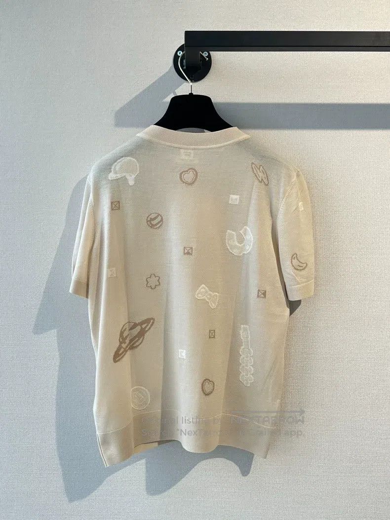 Hermes Hermes Women's Thin Wool Short Sleeve Sweater Beige Size XS / US 0-2 / IT 36-38 - 4 Thumbnail