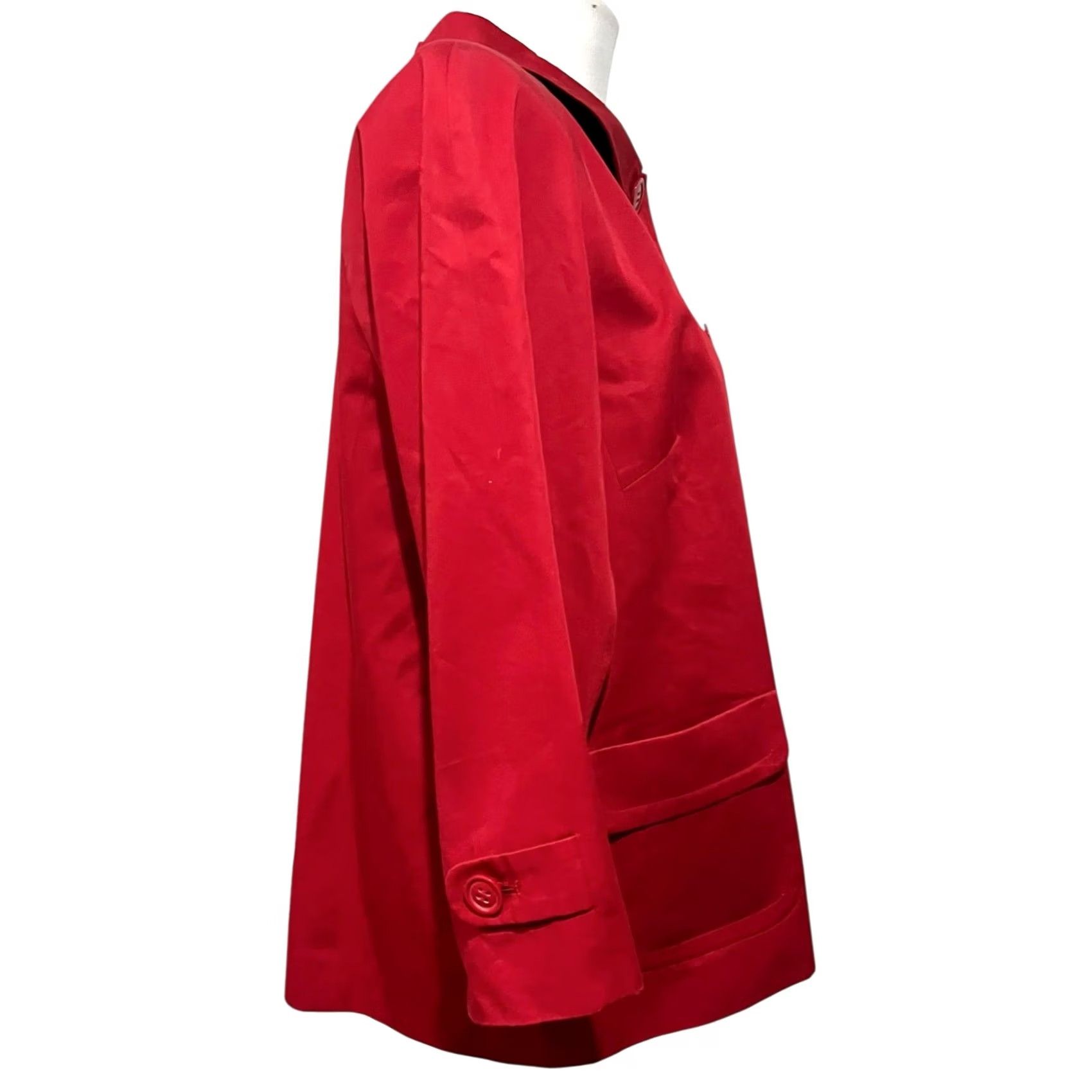 Talbots VINTAGE Talbots Jacket Red 100% Cotton Button Front Pockets Womens 18 Blazer Jacket Women 18 Red Solid Casual Business Travel Mens Womens Girls Size XXL / US 16-18 / IT 52-54 - 6 Thumbnail