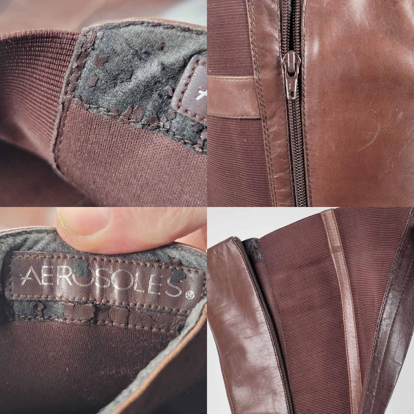 Vintage Aerosoles Boots Knee-High With Pride Faux Leather Brown 9.5 M Women Casual Zip Round Toe Shoes Size US 10 / IT 40 - 10 Thumbnail