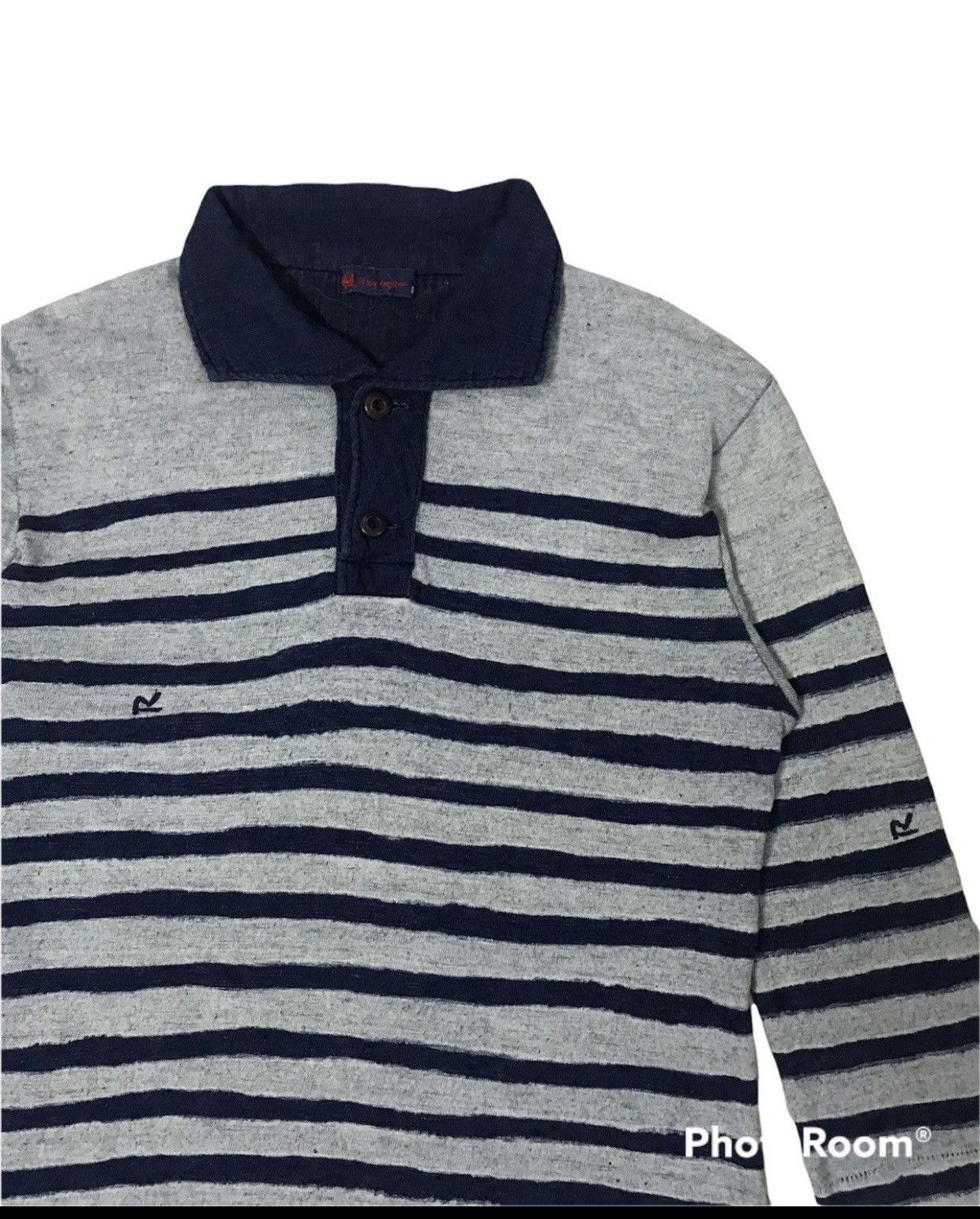 45rpm × Indigo Vtg 45rpm Indigo Polo Stripe Shirt Size S / US 4 / IT 40 - 2 Thumbnail