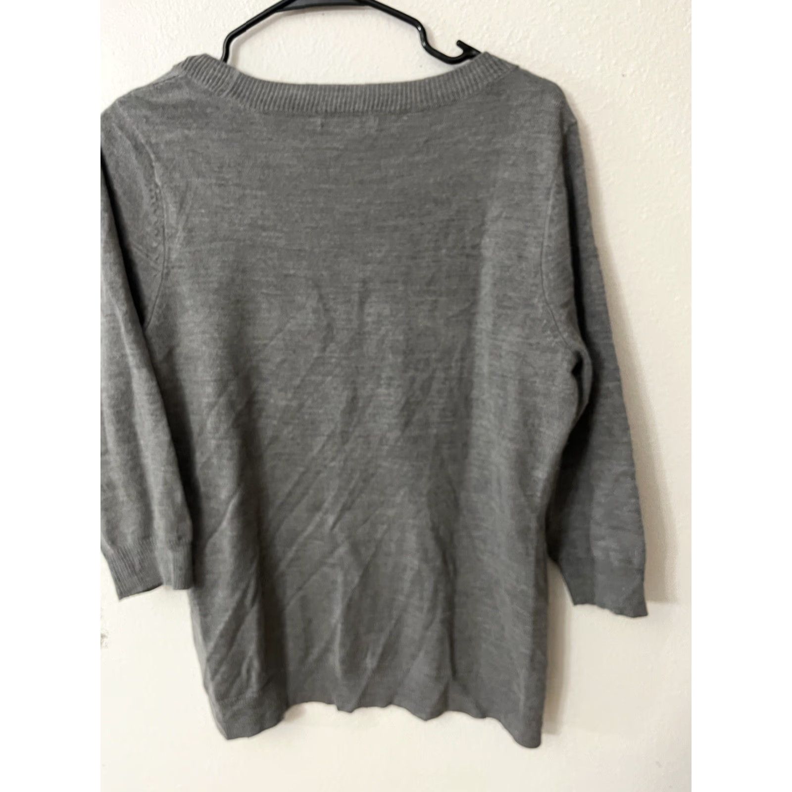 Vintage New York & Company Womens Top Pullover 3/4 Sleeve Gray Size L Casual Sweater Size L / US 10 / IT 46 - 3 Thumbnail