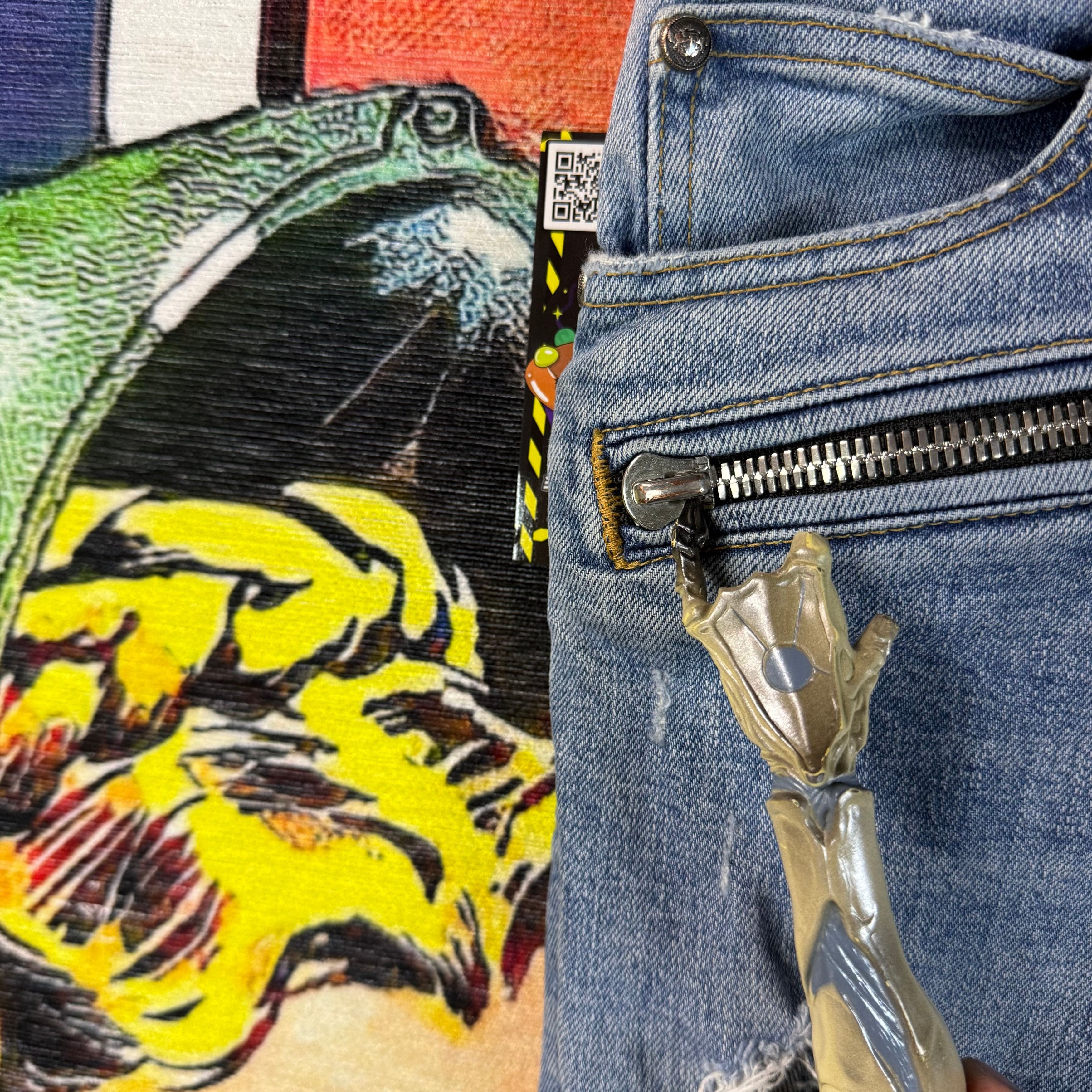 Balmain Balmain Distressed Motto Blue Jeans Size 29 Size US 29 - 9 Thumbnail