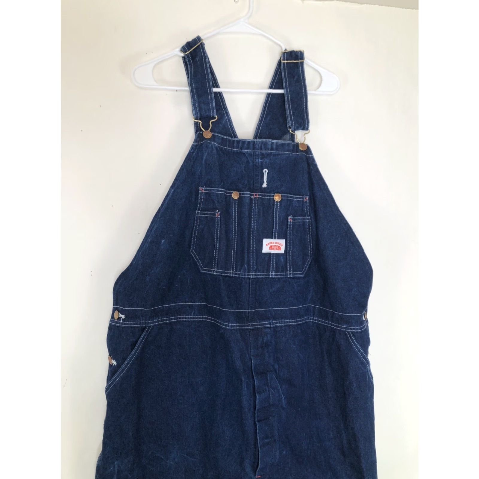 Denime ROUND HOUSE Blue Denim Overalls Mens 48x30 Work Bib Overalls - EXCELLENT Size US 32 / EU 48 - 3 Thumbnail