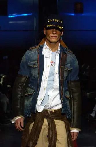 Dsquared2 F/W 2003 RUNWAY LEATHER SLEEVES DENIM COAT JACKET Size US M / EU 48-50 / 2 - 1 Thumbnail