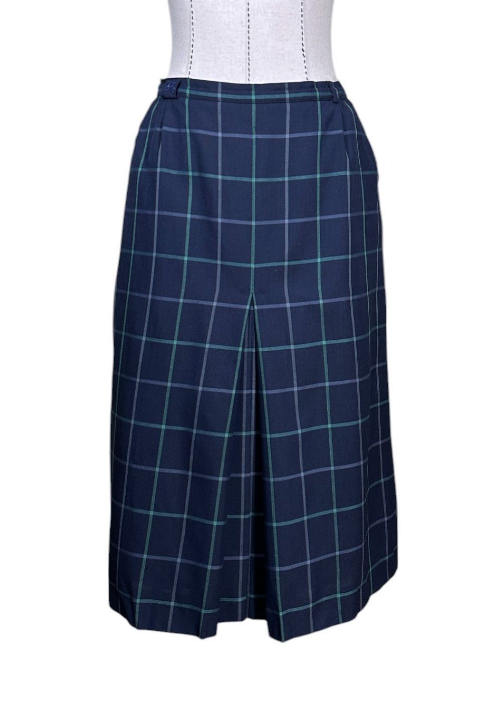 Burberry Vintage Burberry's Blue Wool Skirt Gingham Size 27" / US 4 / IT 40 - 1 Thumbnail