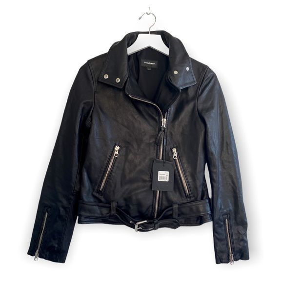 Mackage Mackage Miela-N Belted Leather Moto Jacket, NWT, Size XXS Size XXS / US 00 / IT 34 - 1 Thumbnail