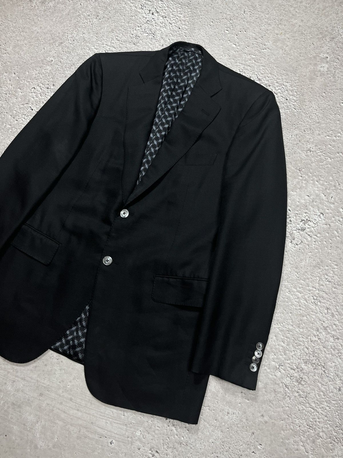 Zilli Zilli Paris R48 Black Wool Silk Blazer with Logo Lining Size 38R - 2 Thumbnail
