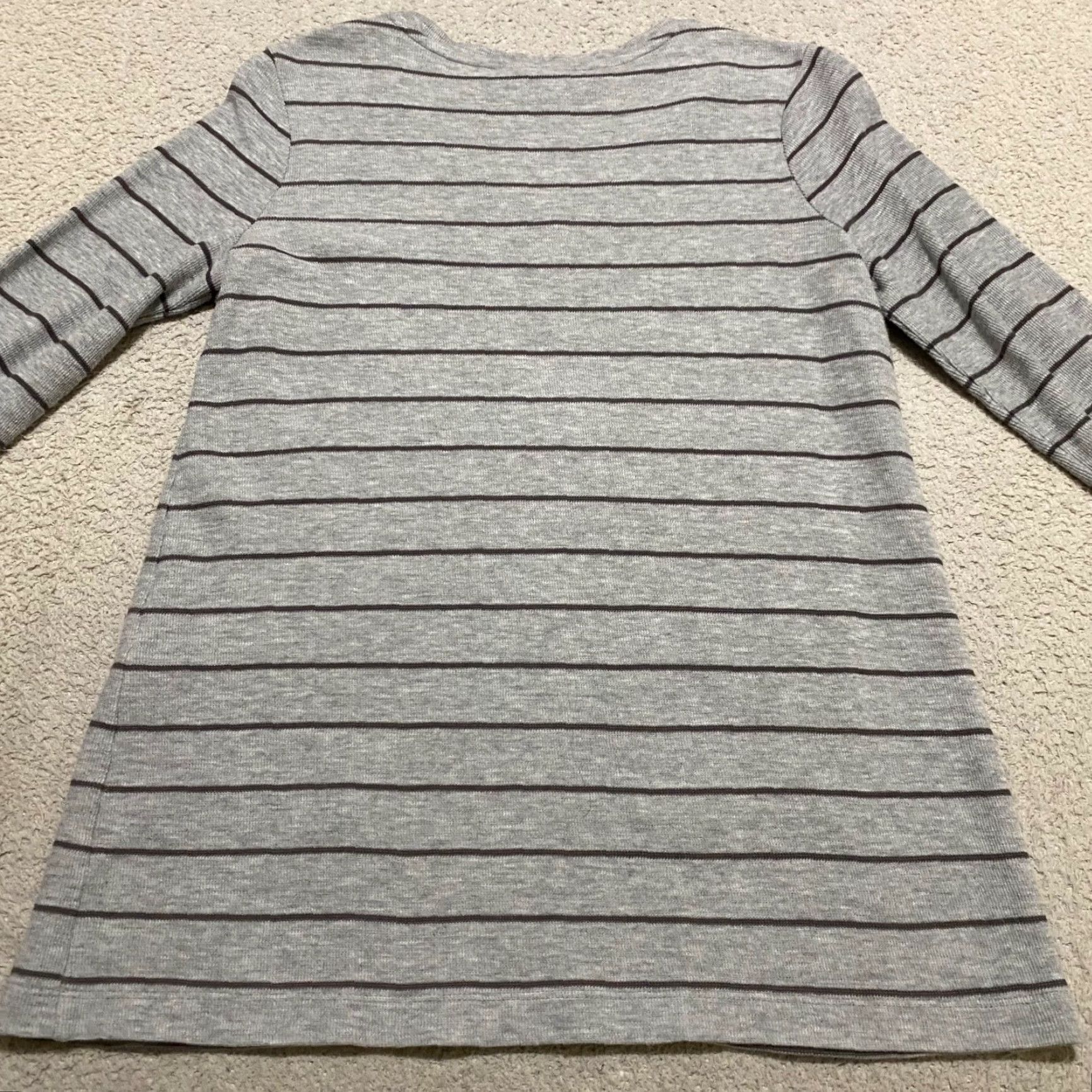 J. Jill J. Jill Womens XS Shirt Gray Striped V Neck Long Sleeve Knit Pockets Cotton Size XS / US 0-2 / IT 36-38 - 2 Thumbnail