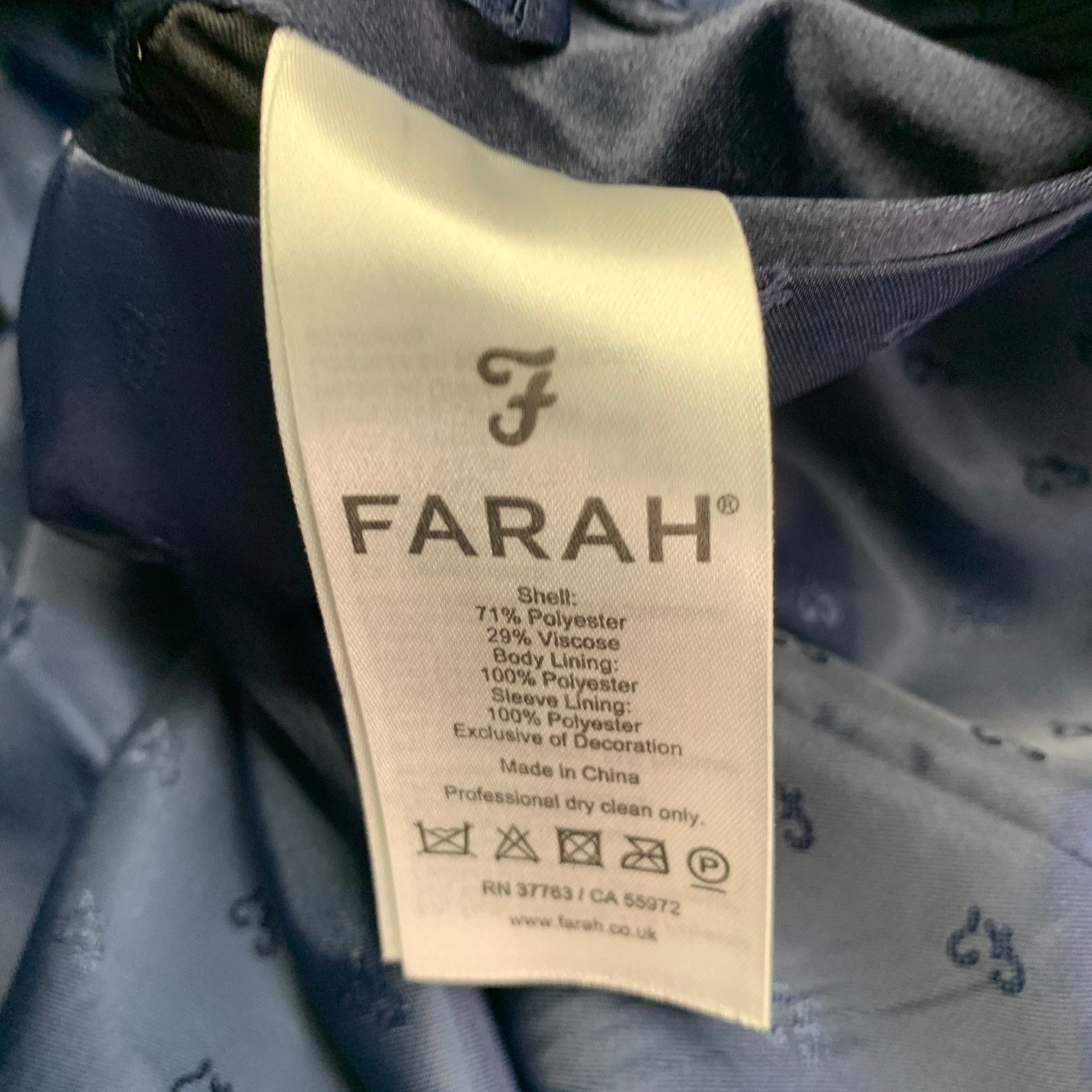Farah Navy Blue Plaid Polyester Blend Slim Fit Sport Coat Size 42R - 9 Thumbnail