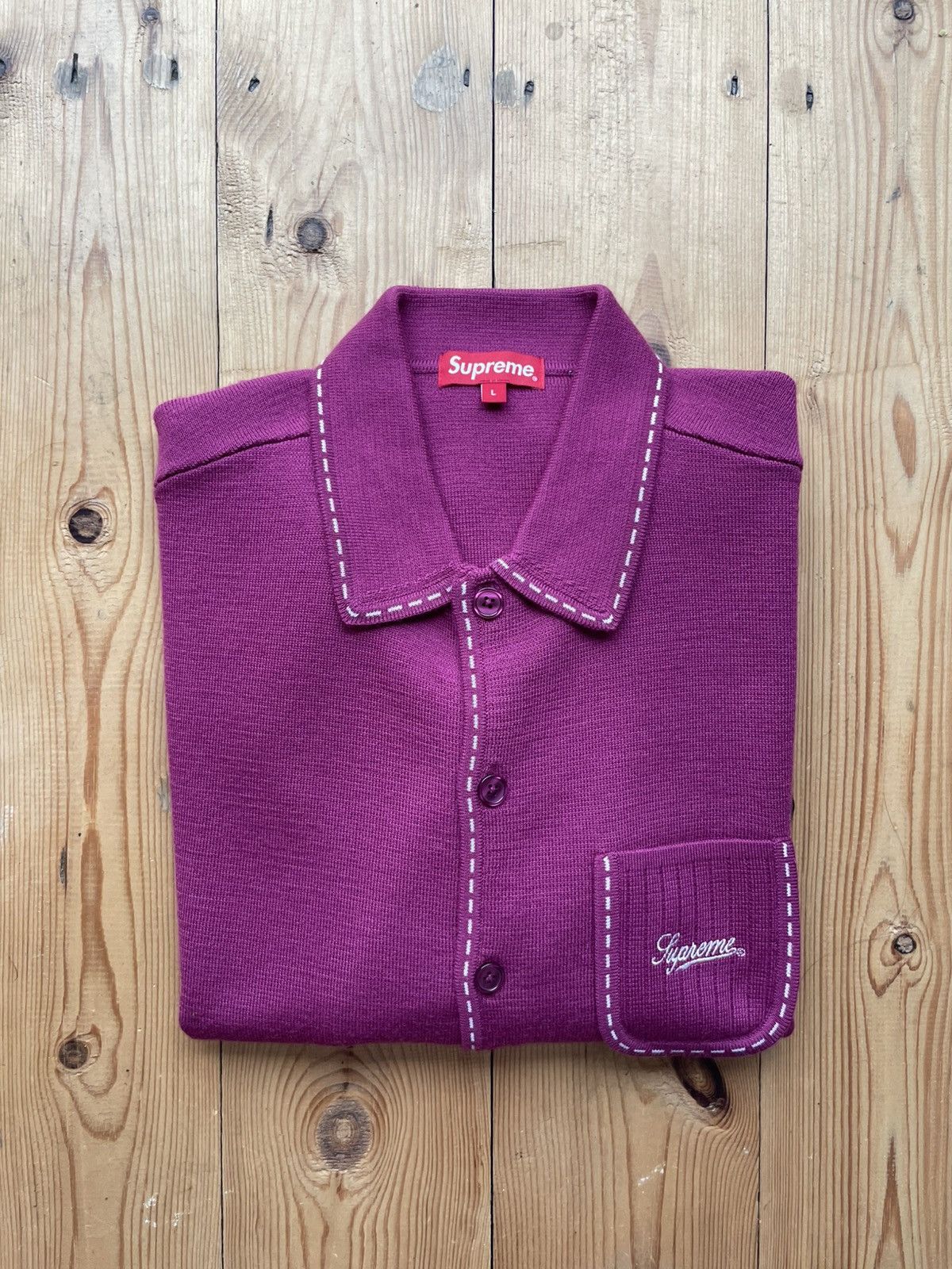 Supreme Supreme contrast stitch knitted button up shirt / sweater Size US L / EU 52-54 / 3 - 2 Thumbnail