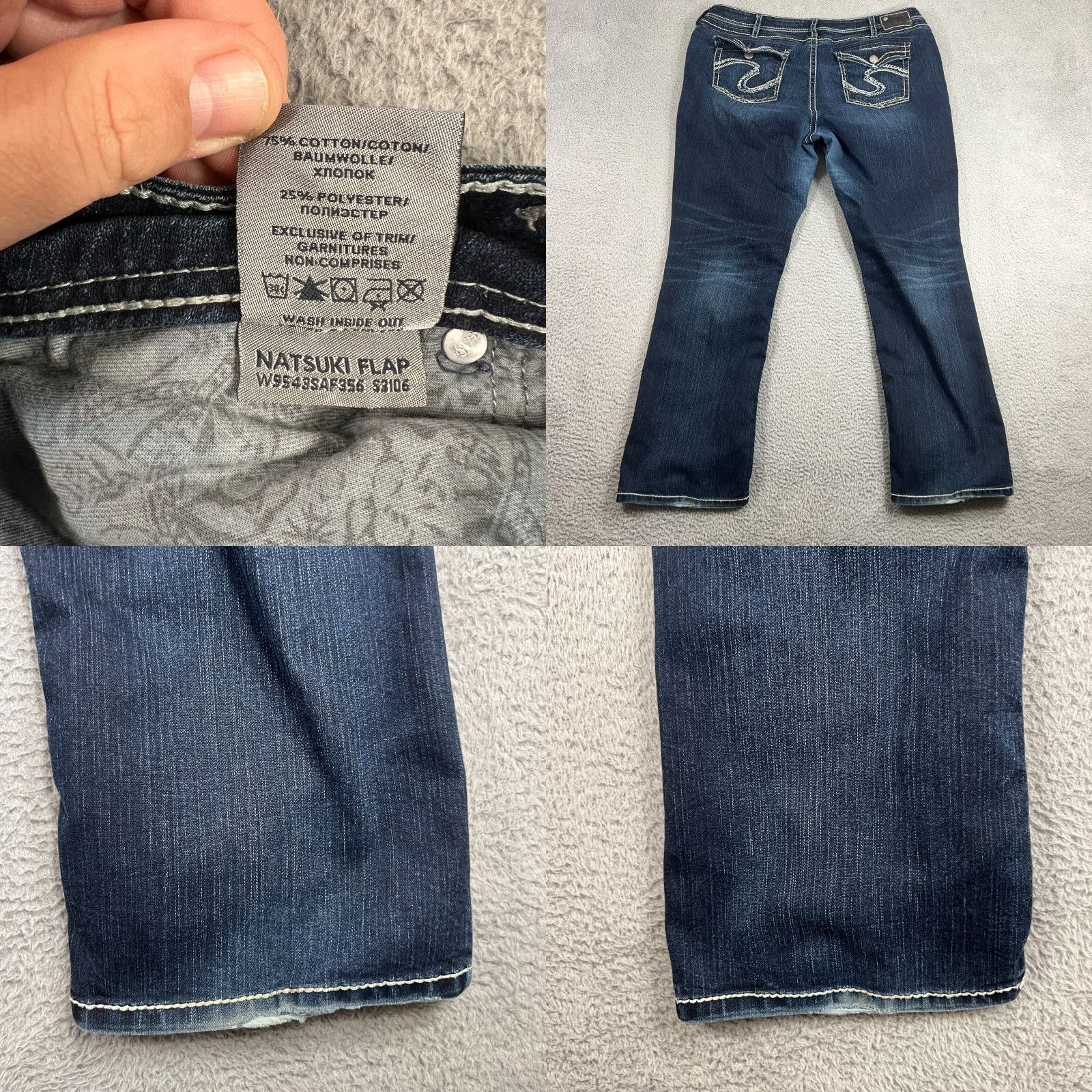 Silver Jeans Co. Silver Jeans Women's Jeans 24 Bootcut Denim Blue Natsuki Flap Thick Stitch Regular Fit Pockets Embroidered Cotton Blend Size 42" / US 20 - 8 Thumbnail