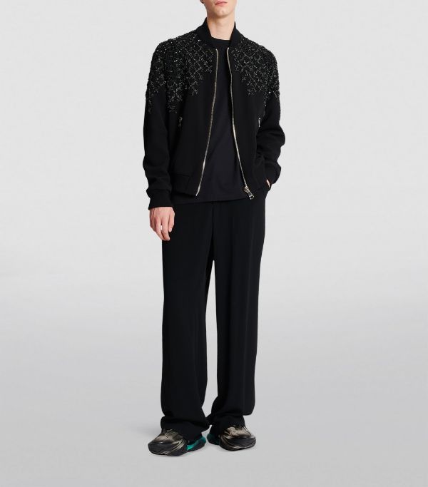 Balmain o1w1db0324 Jet & Strass Embellished Bomber Jacket in Black Size US M / EU 48-50 / 2 - 5 Thumbnail