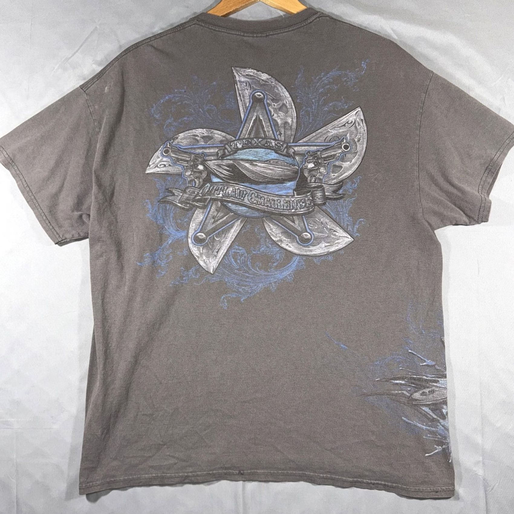 Gildan VINTAGE Texas Outlaw Challenge Powerboat Graphic Men's Tee Heavy Cotton XL Gray Tee Size US XL / EU 56 / 4 - 2 Thumbnail