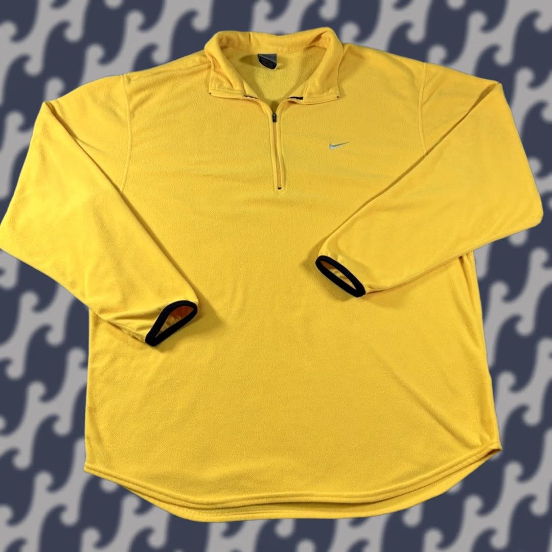 Nike VINTAGE Nike Fleece Quarter Zip Therma-Fit Long Sleeve Yellow Swoosh Mens Large Sweatshirt Size US L / EU 52-54 / 3 - 1 Thumbnail
