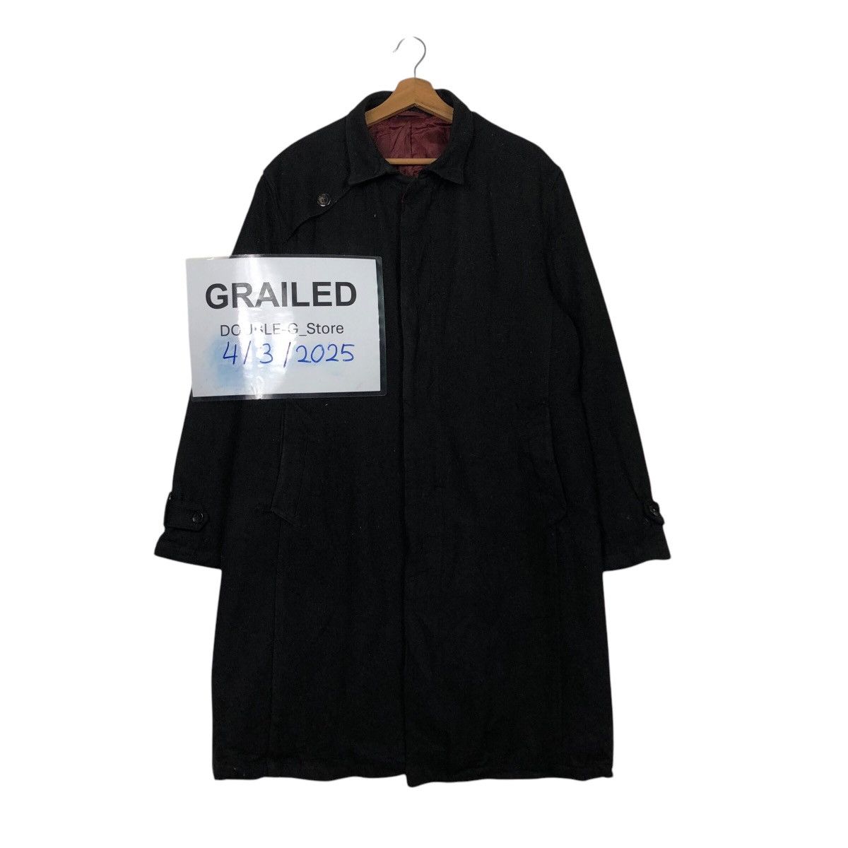 📌Vintage Wool Long Jacket D'Homme A Homme Rich Black
