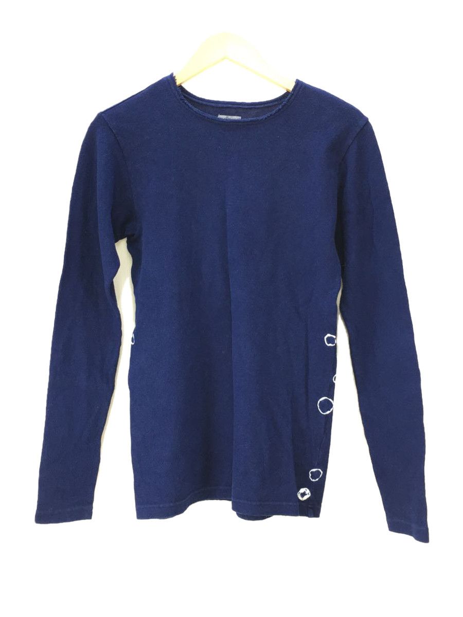 Sweatshirt Cut sew Cotton Crewneck Pullover Navy
