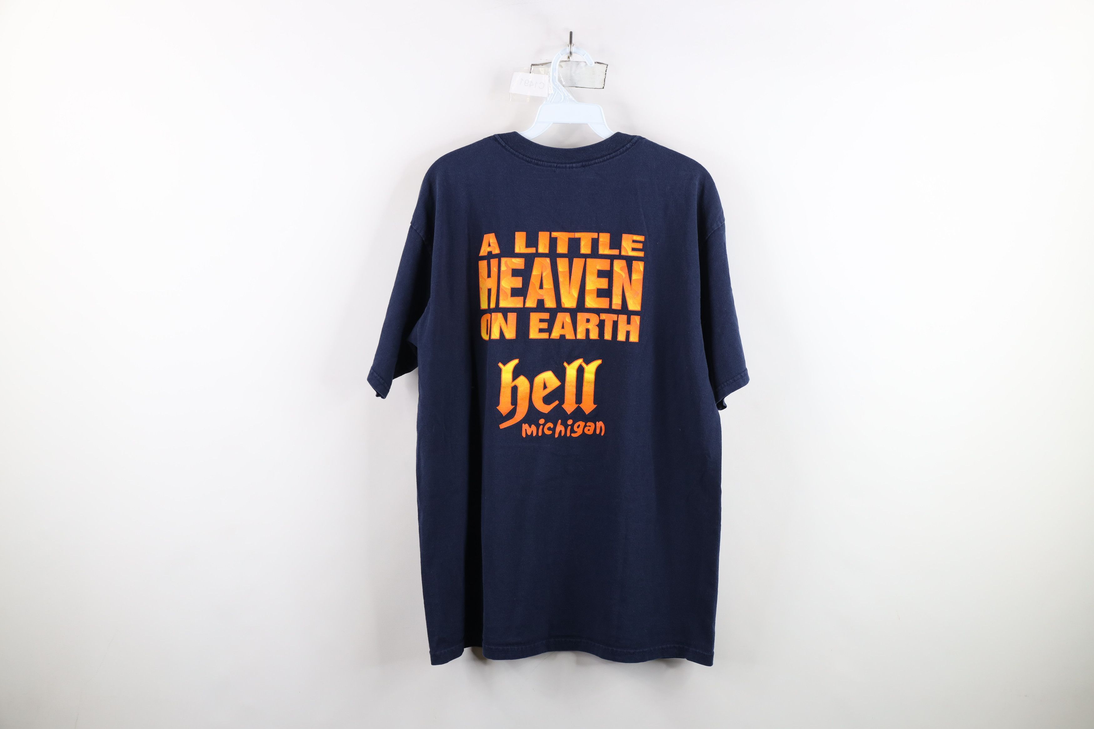 Vintage Vintage Y2K Streetwear Spell Out Hell Michigan T-Shirt Blue Size US L / EU 52-54 / 3 - 11 Thumbnail
