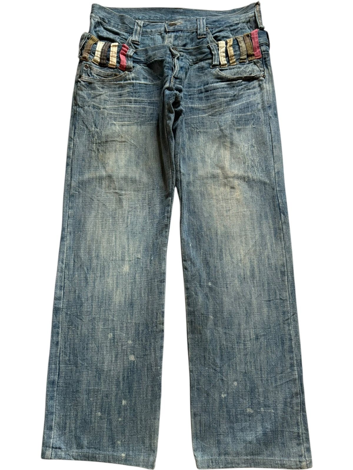 Japanese Brand Vintage Japanese Brand Double Waist Mud Wash Baggy Jeans Size US 32 / EU 48 - 1 Thumbnail