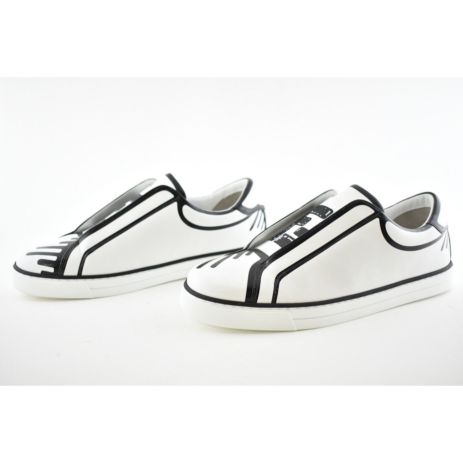 Fendi Fendi Joshua Vides Black White Leather Top Slip On Sneaker Size US 7 / IT 37 - 10 Thumbnail