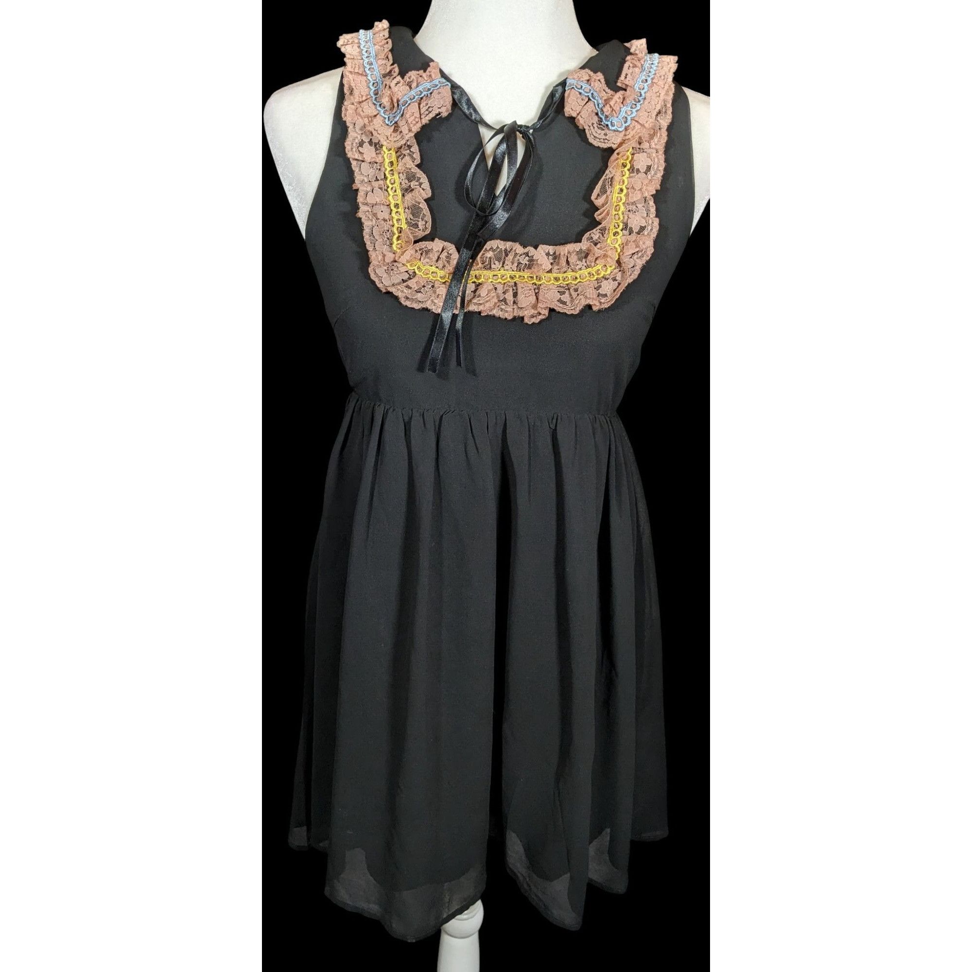 Other Re:Named Coquette Retro Ruffle Bodice Sheer Back Dress Size S / US 4 / IT 40 - 1 Thumbnail