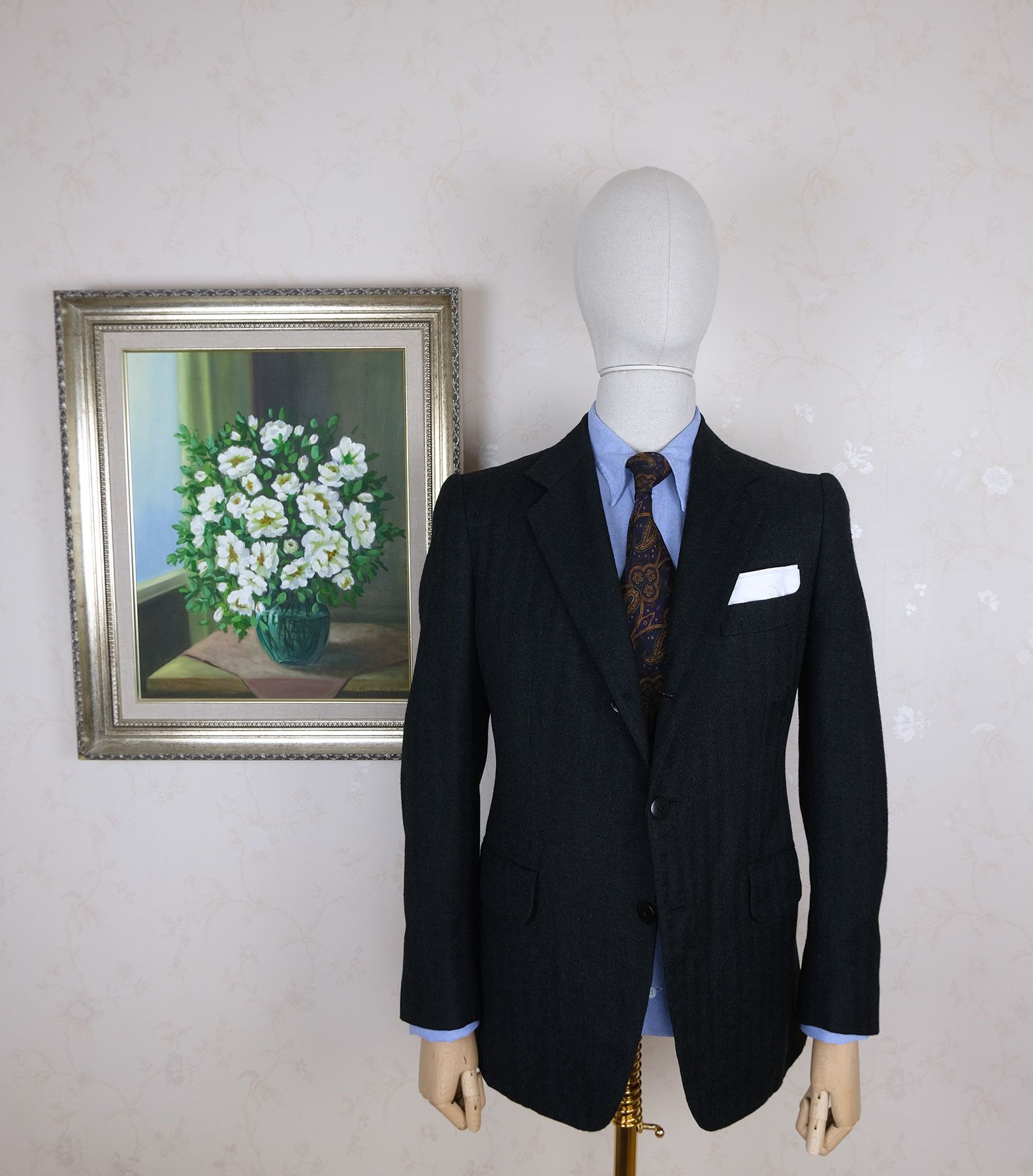 Lanvin Lanvin, gray bespoke tweed jacket, size 38UK, vintage Size 38R - 1 Thumbnail