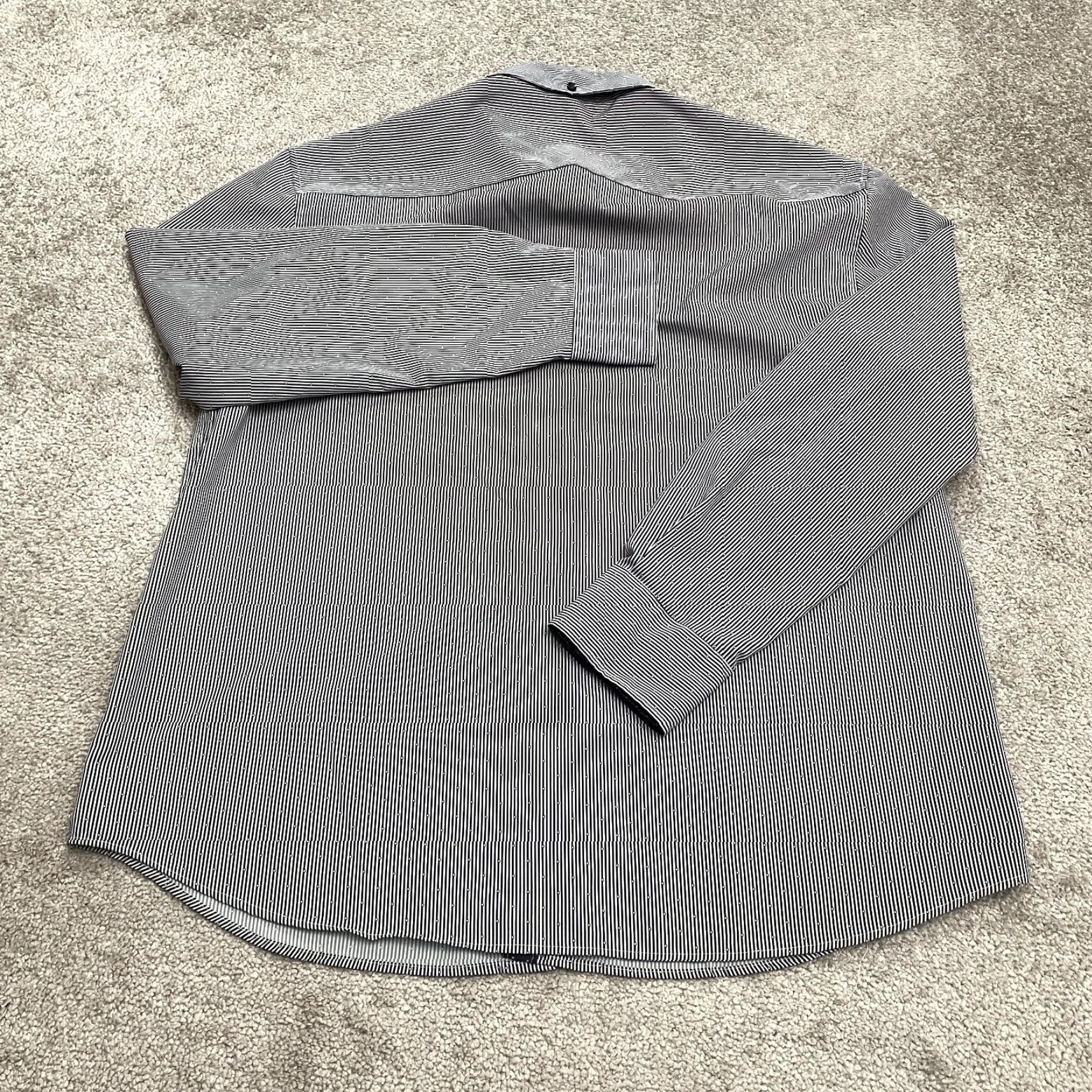 Vintage Construct Dress Shirt Men L Blue Pinstripe Long Sleeve Flip Cuff Button-Down Size 42R - 2 Thumbnail