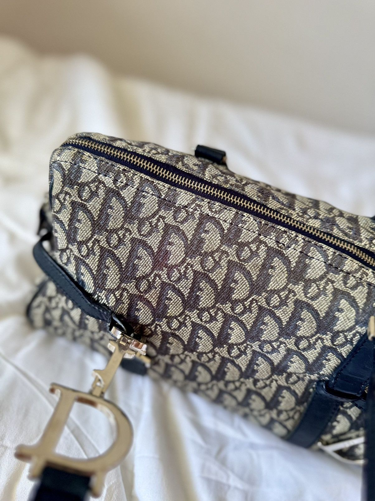 Christian Dior Monsieur × Dior × Vintage DIOR Navy Blue Diorissimo Trotter Charm Shoulder Duffle Bag Size ONE SIZE - 17 Thumbnail