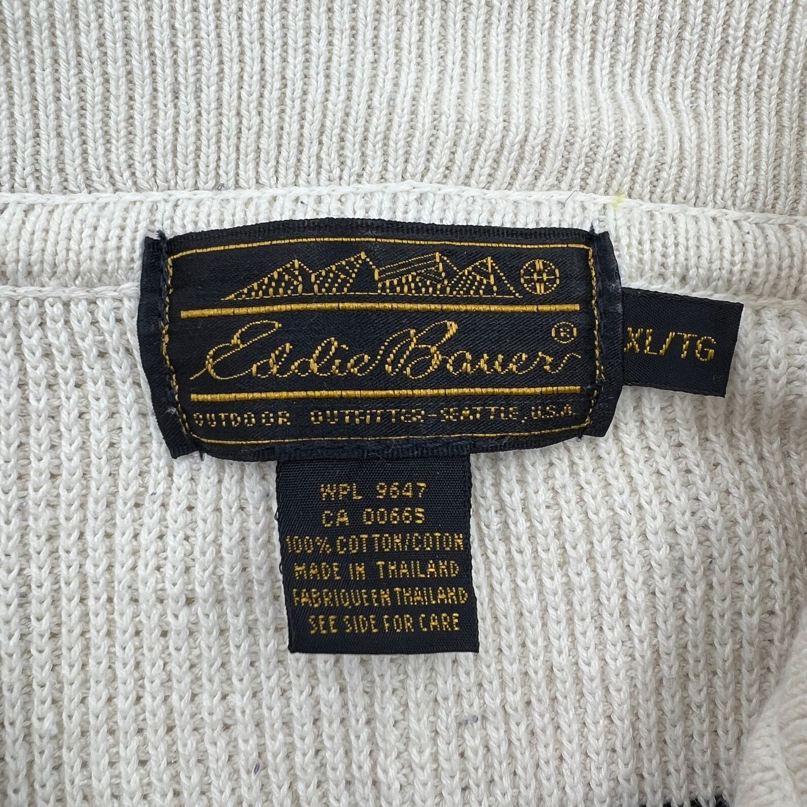 Eddie Bauer Vintage 90s Eddie Bauer Stripe Pullover Sweater Ivory Size US XL / EU 56 / 4 - 3 Thumbnail