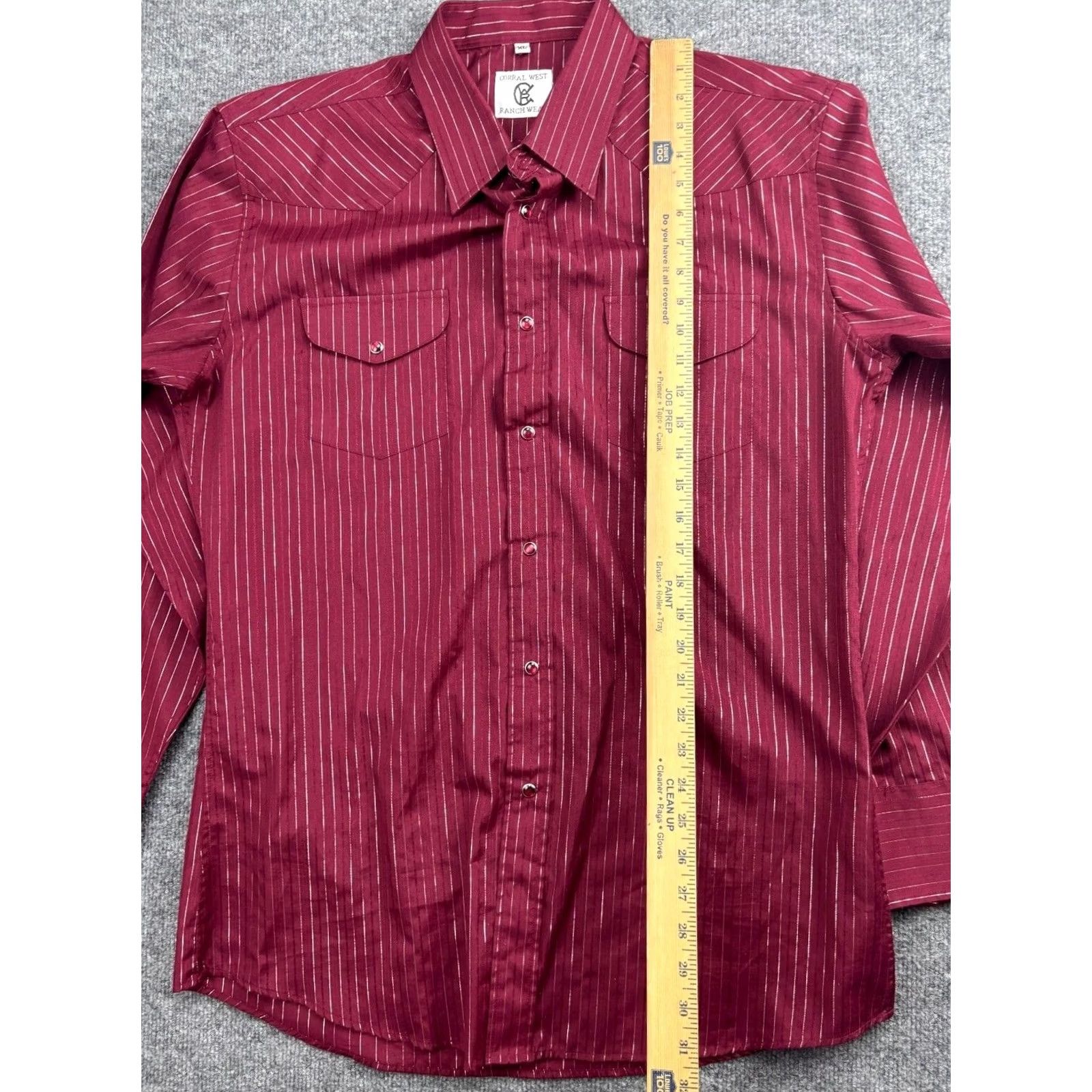 Vintage VINTAGE Corral West Ranchwear Western Shirt Men's XL Red Striped Pearl Snap Cowboys 90s Western Mens XL Red Size US XL / EU 56 / 4 - 3 Thumbnail