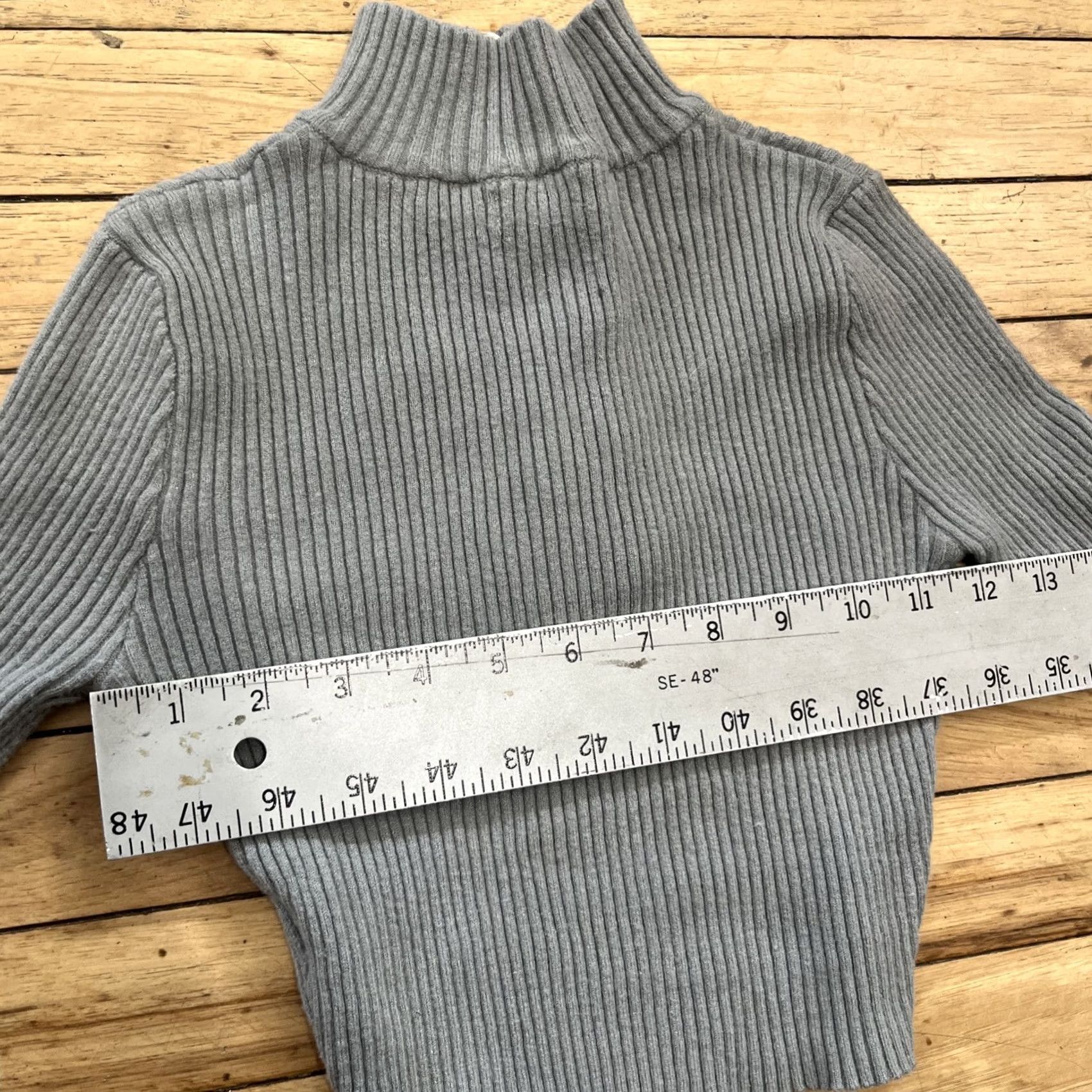 Vintage Love Tree Crop Knit Top Women S Mock Neck Long Sleeve Ribbed Gray 1/4 Zip Shirt Pullover S Gray Womens Size S / US 4 / IT 40 - 7 Thumbnail