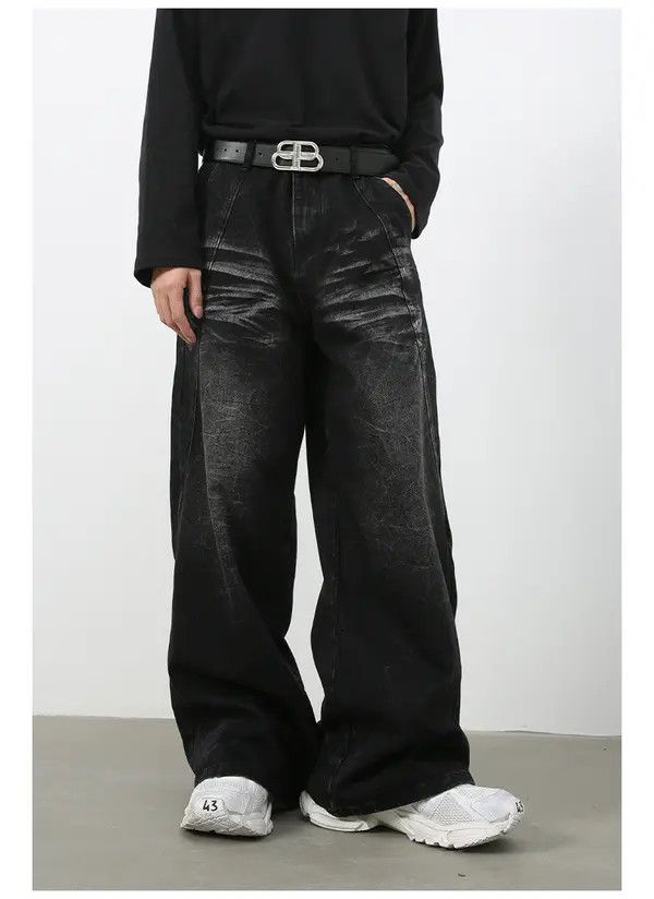 VIBE American high street stitching washed distressed loose jeans Size US 32 / EU 48 - 3 Thumbnail