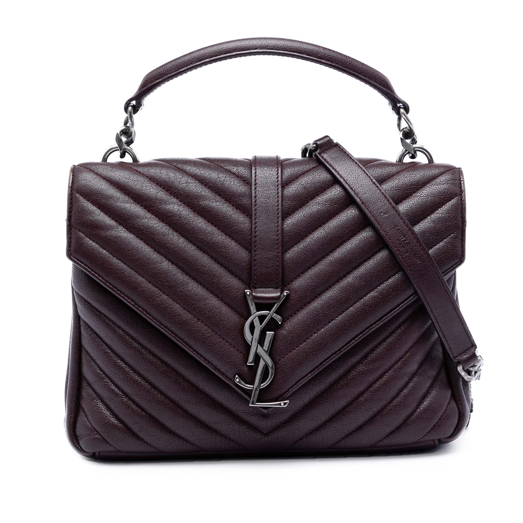 Saint Laurent Paris Medium Chevron Sheepskin Monogram College Satchel Size ONE SIZE - 1 Thumbnail