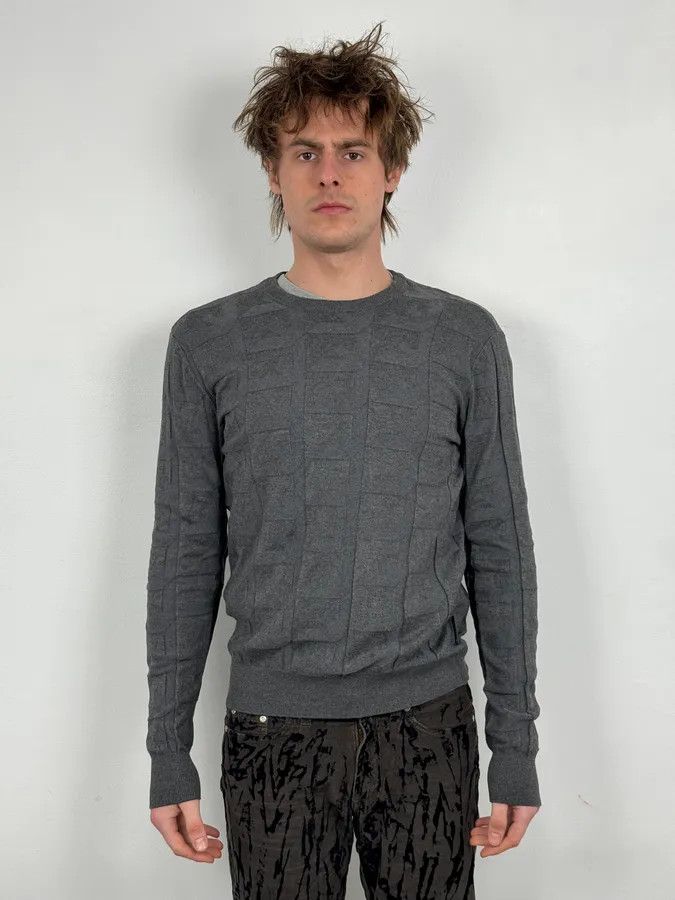 Emporio Armani Emporio Armani Grey Square Wool Sweater Size US M / EU 48-50 / 2 - 2 Thumbnail