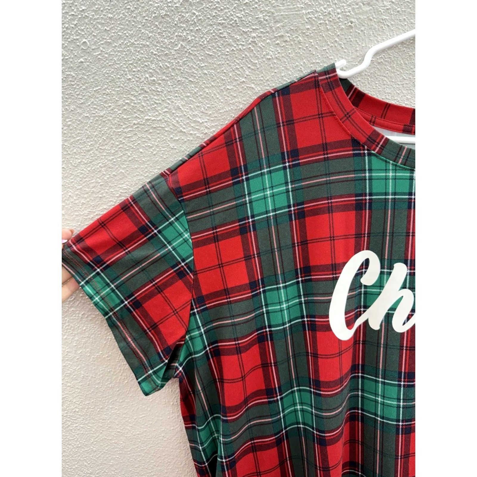 Vintage Joyspun Womens Pajama Nightgown Mumu 2X Holiday Plaid Short Sleeve Red Knit 2X Womens Nightgown Pajama Holiday Bar? Size ONE SIZE - 2 Thumbnail