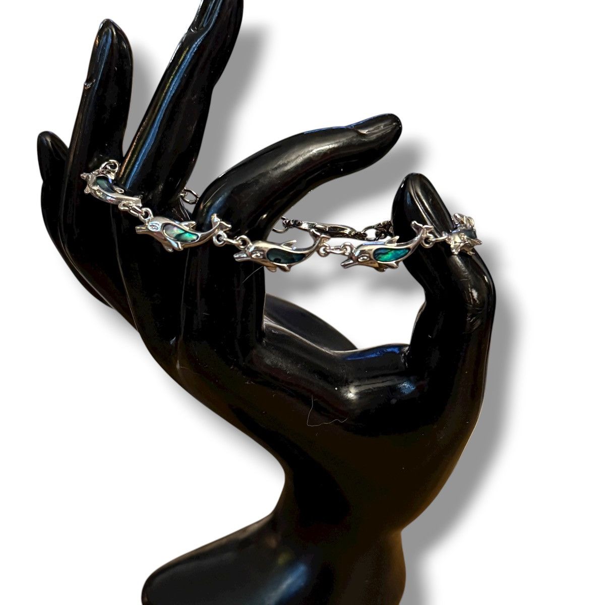 Vintage Vintage silver tone abalone dolphin link bracelet Size ONE SIZE - 3 Thumbnail