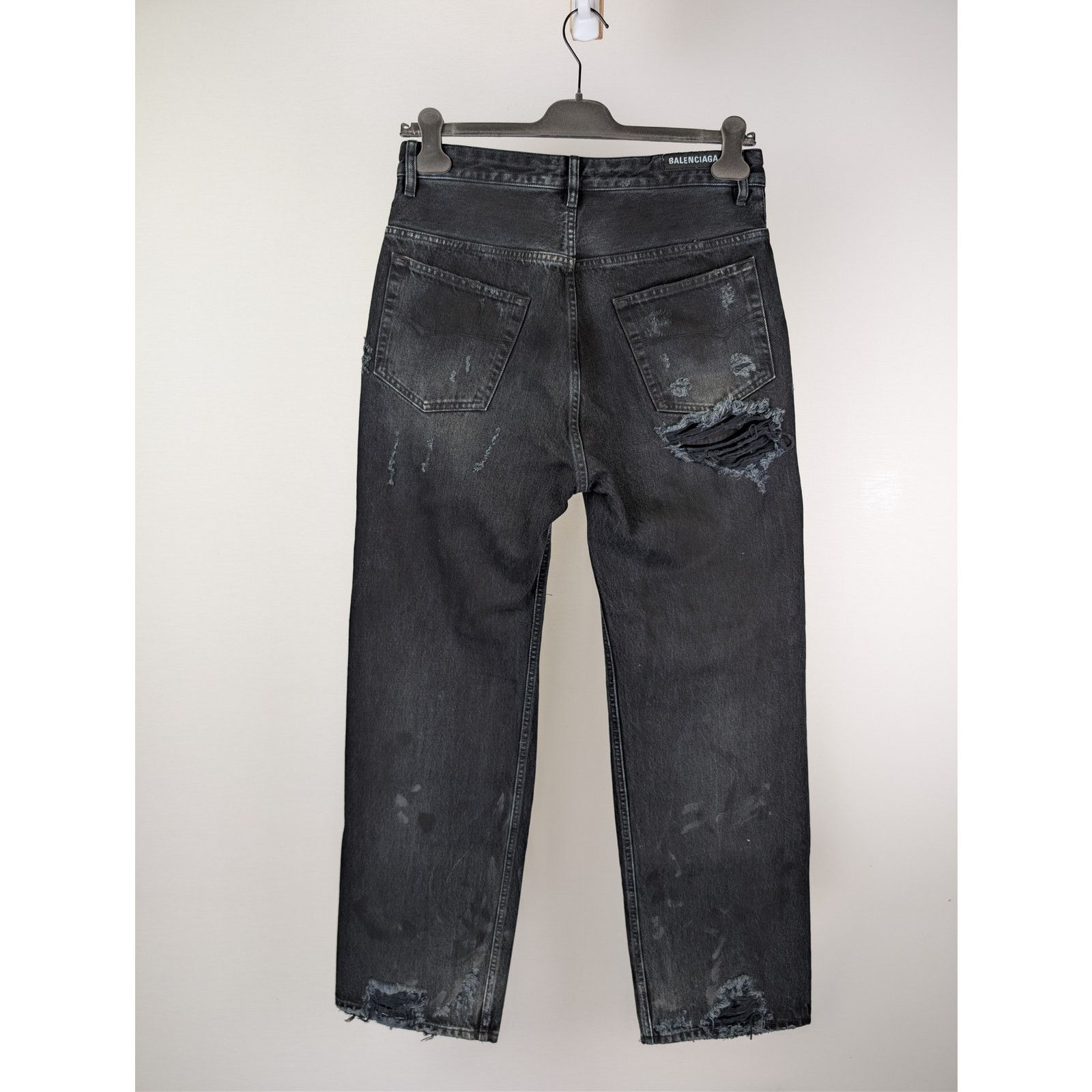 Balenciaga o1rshd1 Organic Japanese Ripped Medium Fit Pant Jean Black Size US 32 / EU 48 - 13 Thumbnail