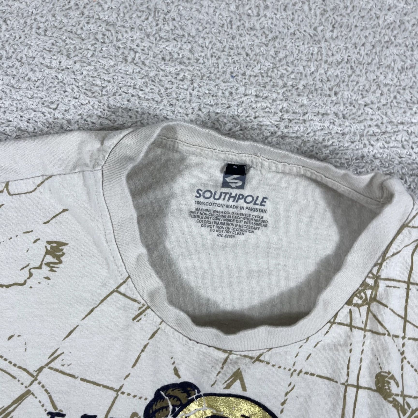 Southpole VINTAGE Southpole Shirt Mens Large Beige Skull Y2K Grunge Emo Nautical Skate Rap Size US L / EU 52-54 / 3 - 5 Thumbnail