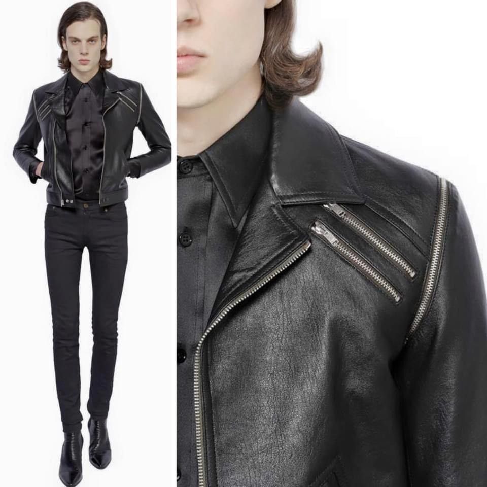 Hedi Slimane × Saint Laurent Paris 15FW 5 Zips Detachable Sleeve Leather Jacket sz44 Size US S / EU 44-46 / 1 - 8 Thumbnail