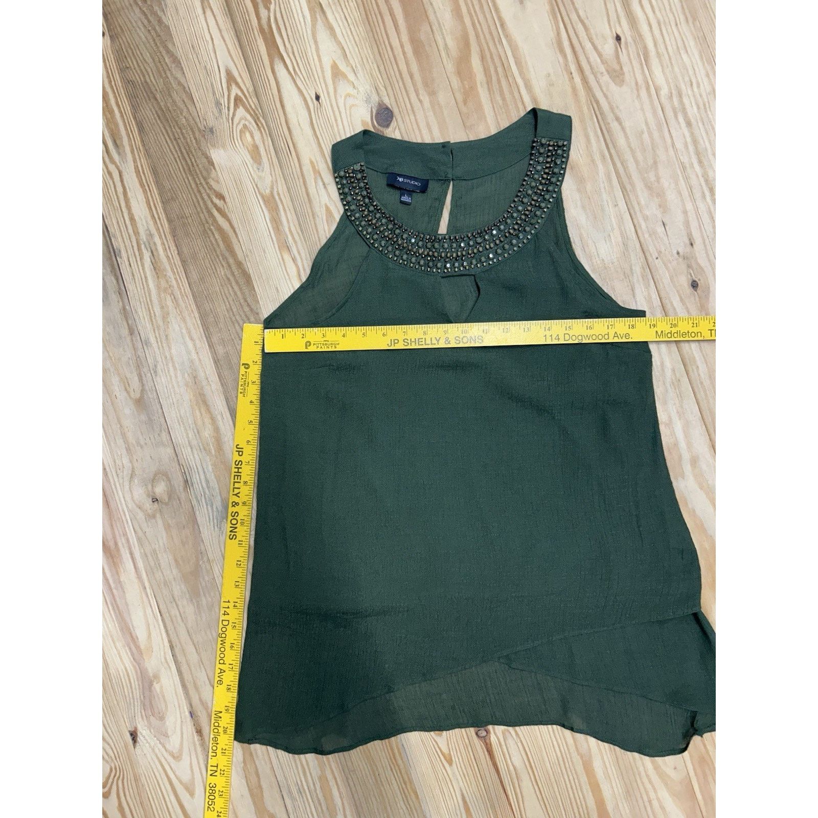 Other AB Studio Beaded Embellished Gauze M Asymmetrical Hem Green Size L / US 10 / IT 46 - 6 Thumbnail