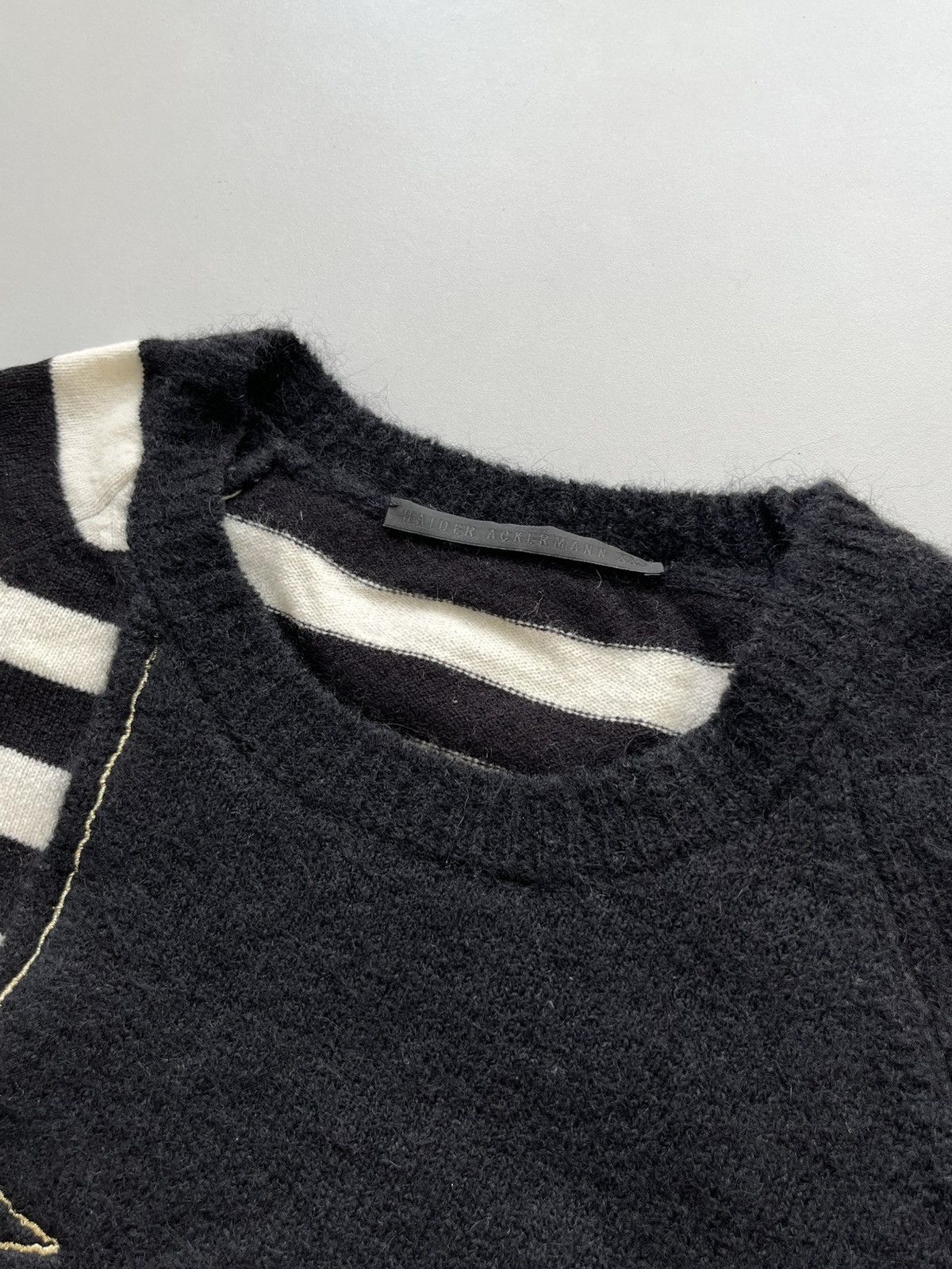 Haider Ackermann Haider Ackermann AW17 layered striped blend knit sweater Size US L / EU 52-54 / 3 - 7 Thumbnail