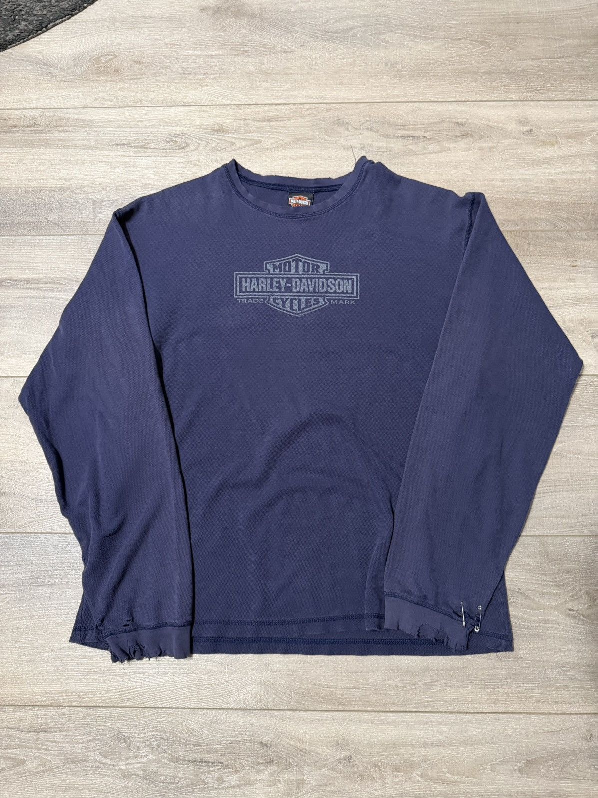 Harley Davidson Vintage Thrashed ERD Harley Davidson Long Sleeve Thermal Size US XL / EU 56 / 4 - 2 Thumbnail