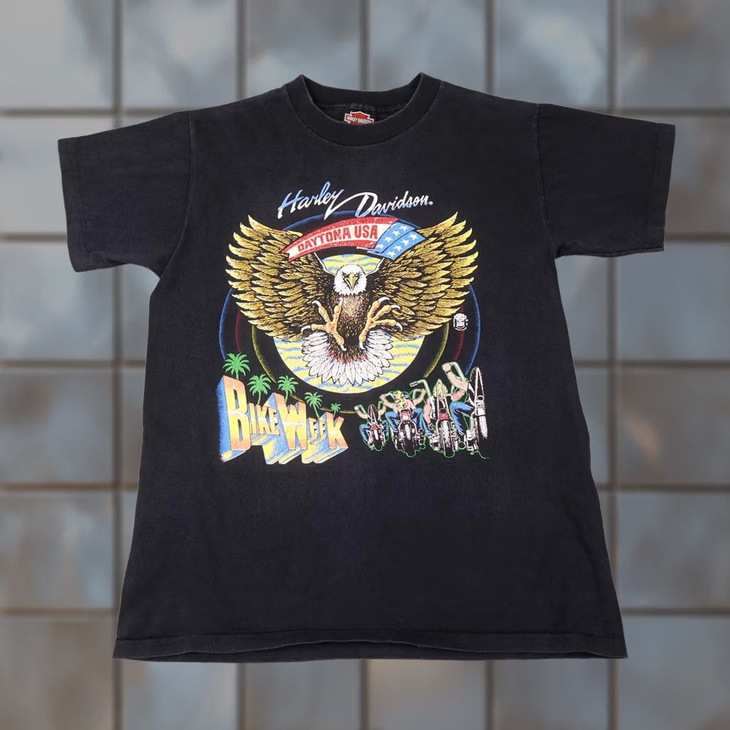Harley Davidson VINTAGE Harley-Davidson Shirt Mens Large Black Daytona Bike Week Eagle 1992 USA Size US L / EU 52-54 / 3 - 1 Thumbnail