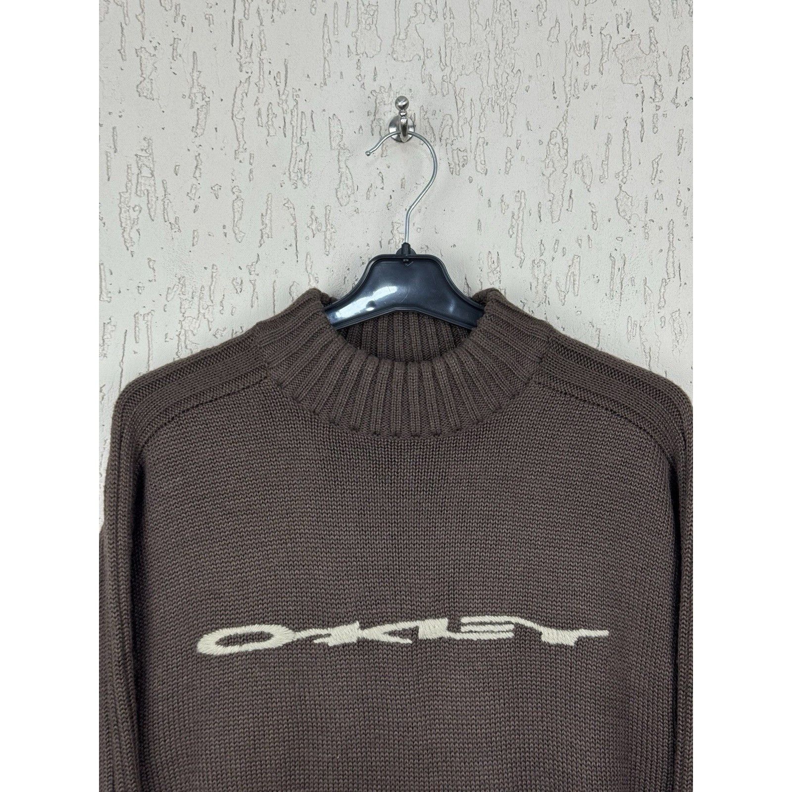 Oakley Vintage 90s Oakley Knit Sweater Wool Blend Brown Spellout Mo Size US L / EU 52-54 / 3 - 4 Thumbnail